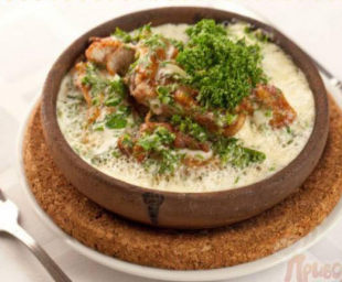 Блюдо Колхети мясо в сливках