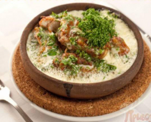 Блюдо Колхети мясо в сливках